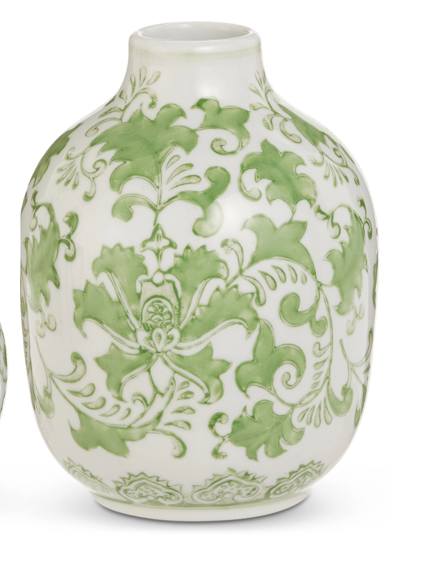 Green Floral Bud Vase