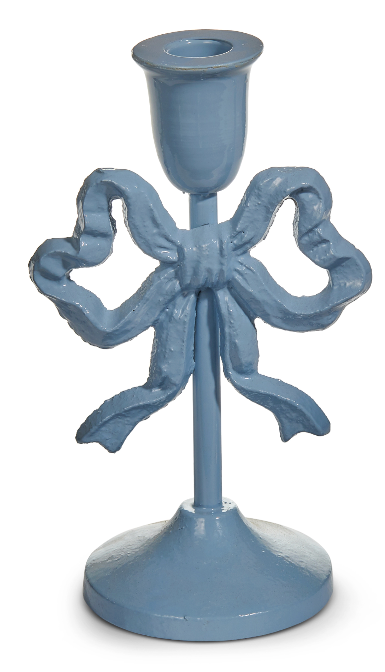 Blue Bow Candlesticks