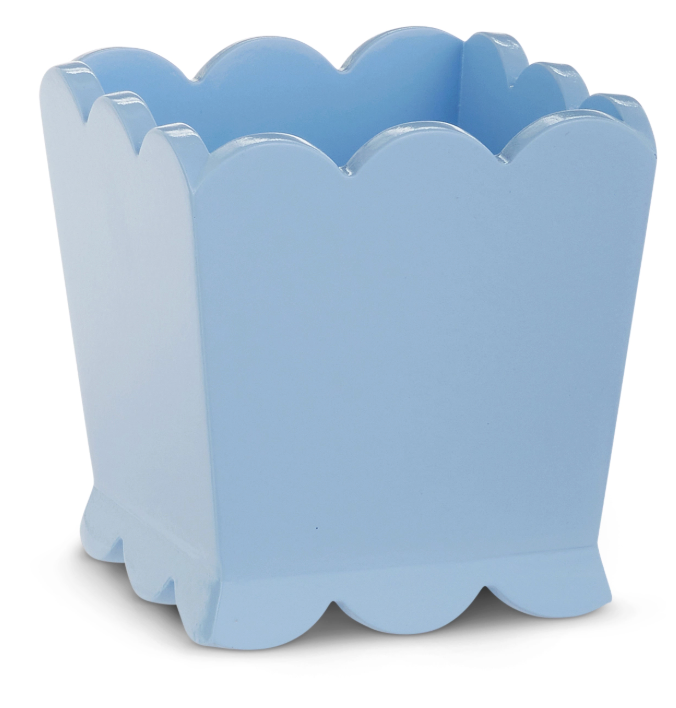 Blue Scalloped Planter