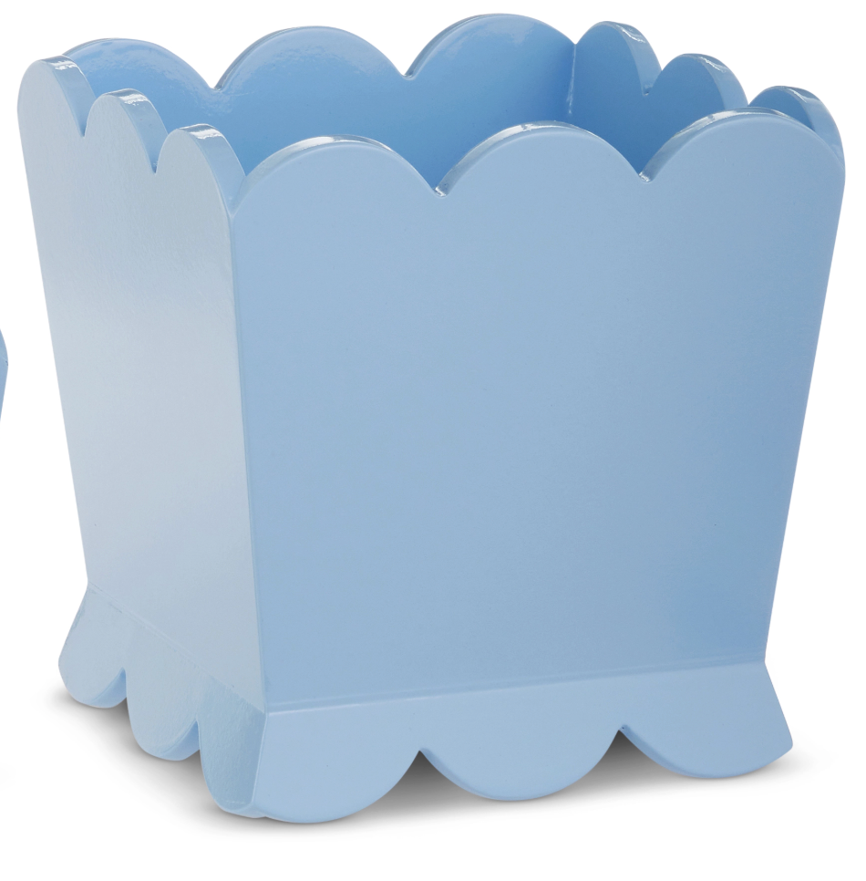 Blue Scalloped Planter