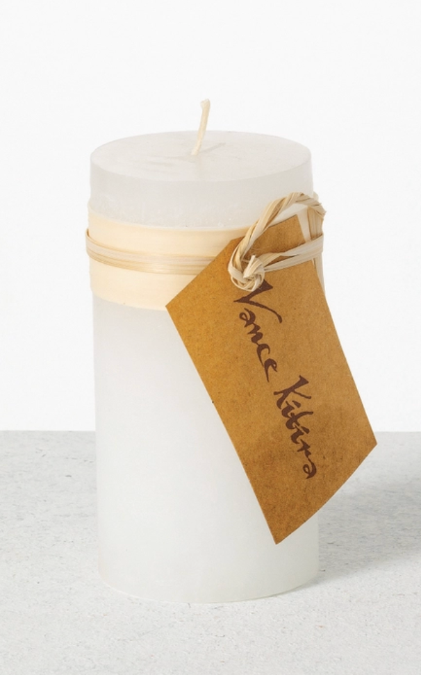White Timber Pillar Candle