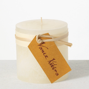 Melon White Timber Pillar Candle