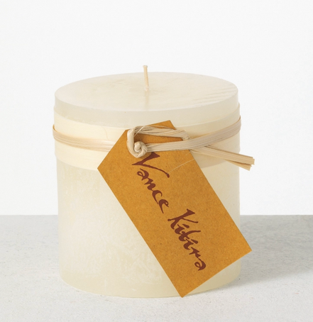 Melon White Timber Pillar Candle