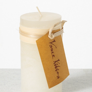 Melon White Timber Pillar Candle