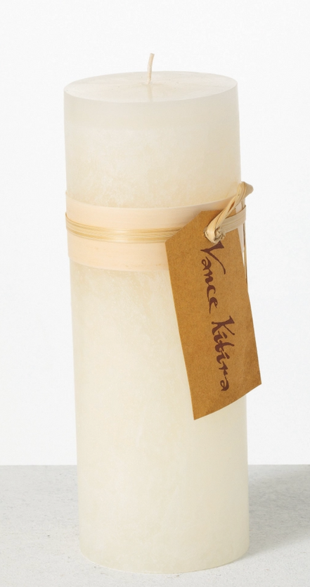 Melon White Timber Pillar Candle