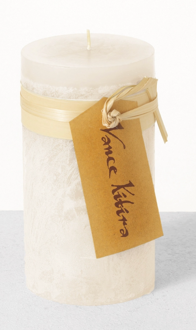 Melon White Timber Pillar Candle