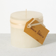Melon White Timber Pillar Candle