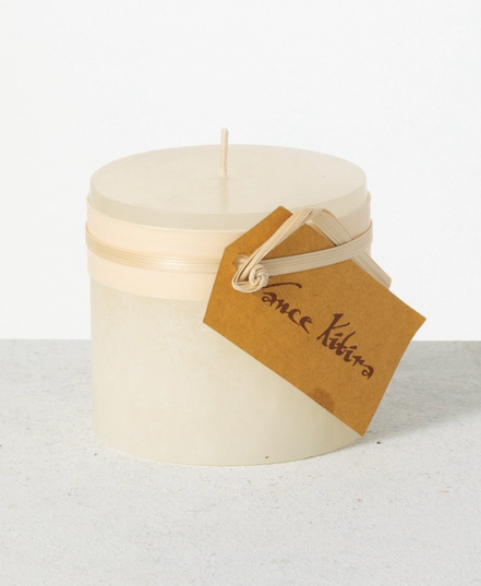 Melon White Timber Pillar Candle