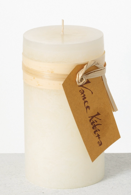 Melon White Timber Pillar Candle