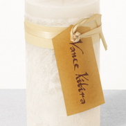 Melon White Timber Pillar Candle