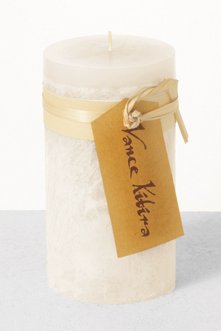 Melon White Timber Pillar Candle