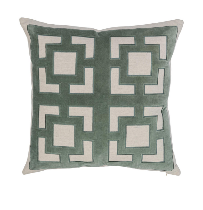 Fret Pillow-Jade Green