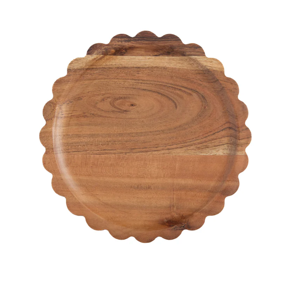 Scalloped Acacia Wood Tray Large