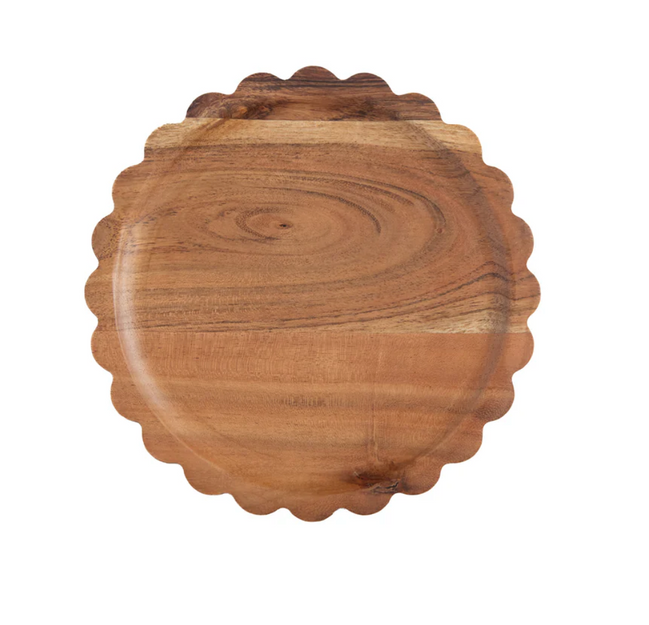 Scalloped Acacia Wood Tray Large