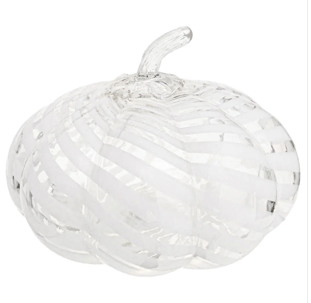 White Swirl Glass Pumpkn