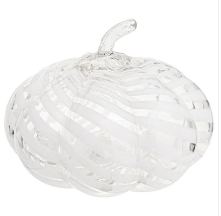 White Swirl Glass Pumpkn