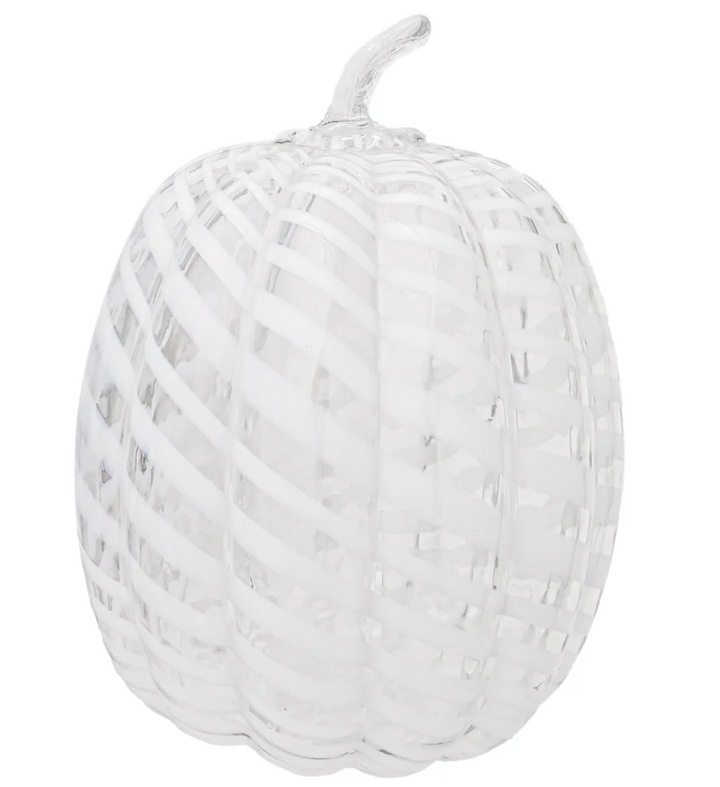 White Swirl Glass Pumpkn