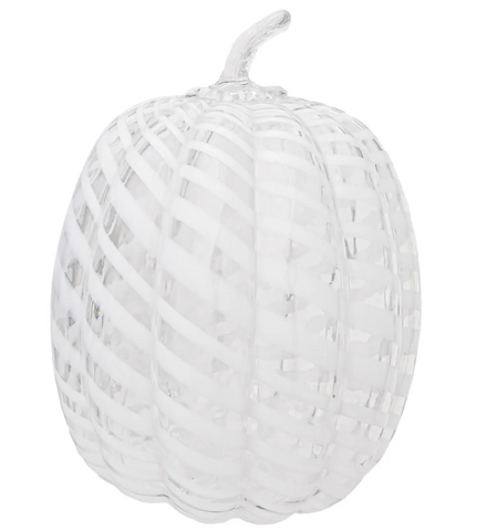 White Swirl Glass Pumpkn