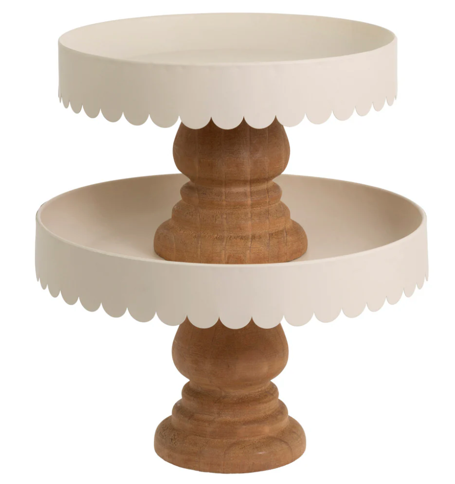 Almond Scalloped Decor Stands