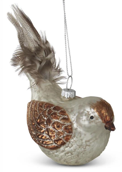 5.5" White Glass Bird Ornament