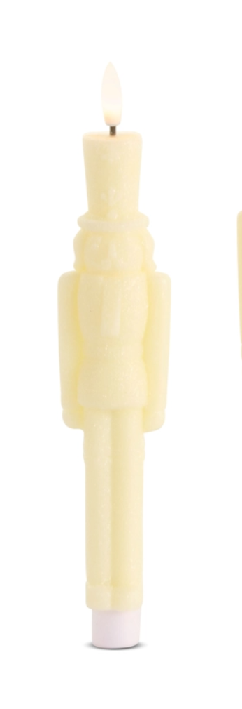 Glittered Ivory Flameless Taper Nutcrackers