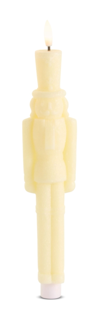 Glittered Ivory Flameless Taper Nutcrackers