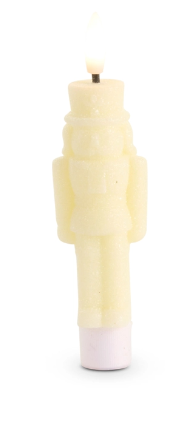 Glittered Ivory Flameless Taper Nutcrackers