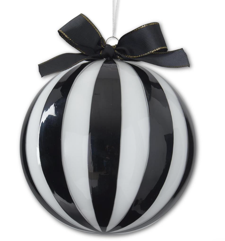 Black & White Glass Round Ornament