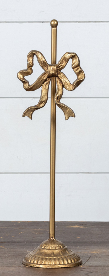Gold Wreath Stand with Bow