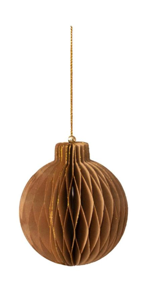 Gold Tipped Honeycomb Round Ornaments