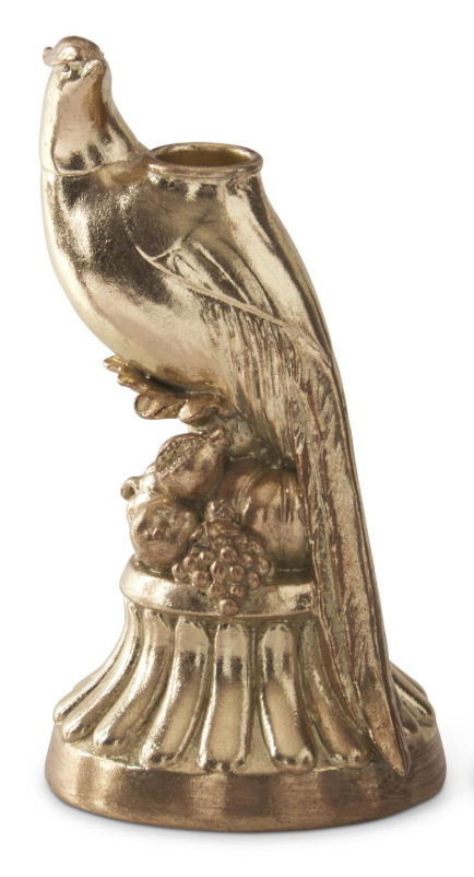 Gold Resin Pheasant Taper Candleholders
