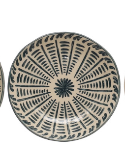 Hand Painted Stoneware Salad/Dessert Plate with Floral Designs
