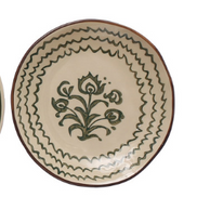 Hand Painted Stoneware Salad/Dessert Plate with Floral Designs