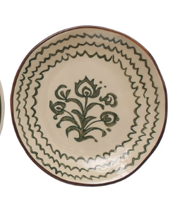 Hand Painted Stoneware Salad/Dessert Plate with Floral Designs
