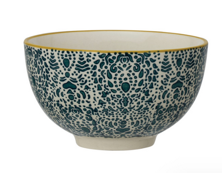 Hand Stamped Stoneware Bowl