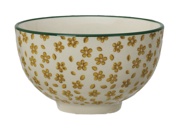 Hand Stamped Stoneware Bowl