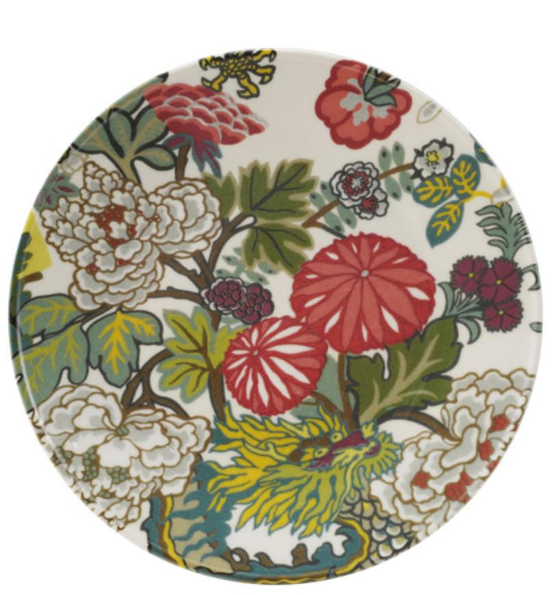 Stoneware Plate with Botanical Scenes