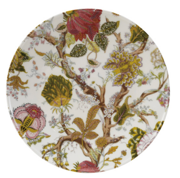 Stoneware Plate with Botanical Scenes