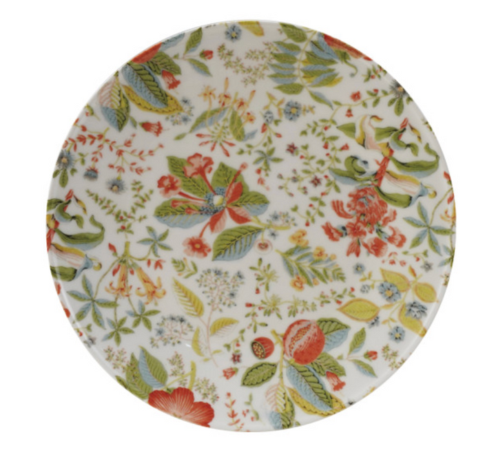Stoneware Plate with Botanical Scenes