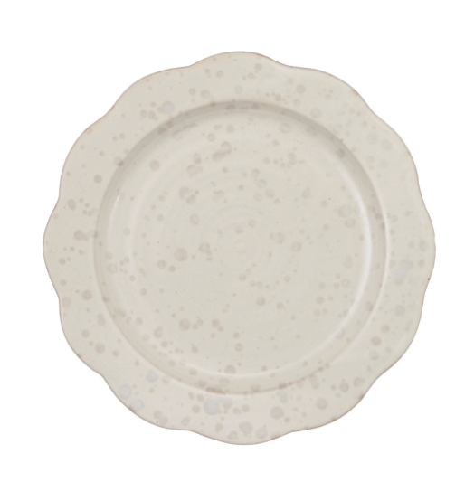 White Speckled Scalloped  Stoneware Plate