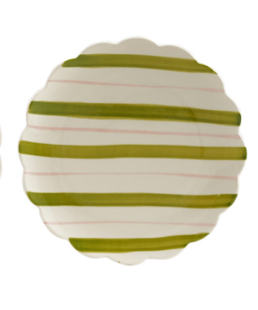 Hand Painted Scalloped Stoneware Plate