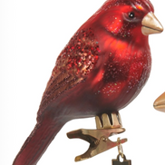 Red Glass Bird Clip-On Ornament
