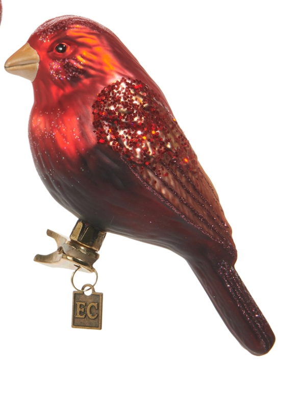 Red Glass Bird Clip-On Ornament