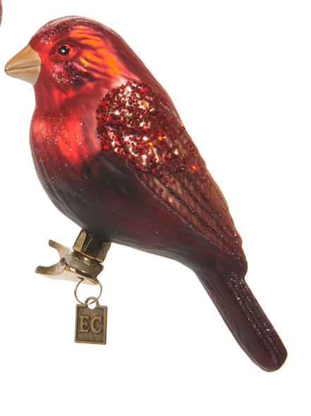 Red Glass Bird Clip-On Ornament