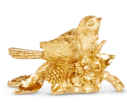 Gold Bird on Pinecone