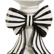 Black and White Stripe Bow Candle Holders