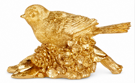 Gold Bird on Pinecone