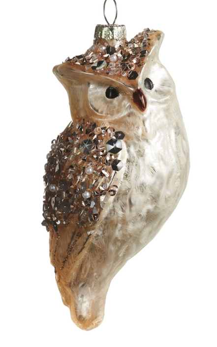 Encrusted Owl Ornament
