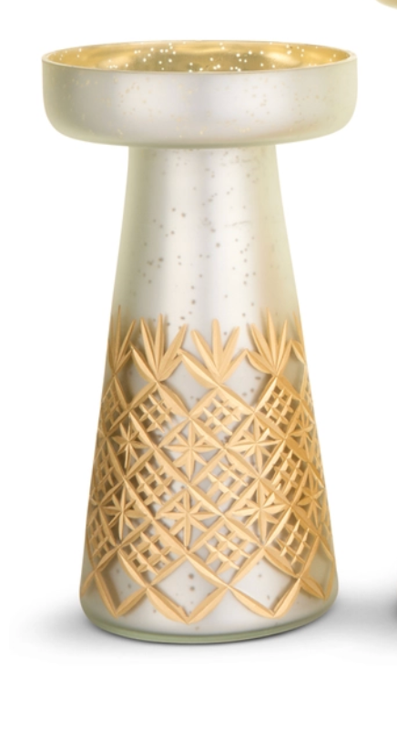 Bronze Etched Pattern Candle Holders