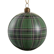 Green Plaid Plastic Ball Ornament